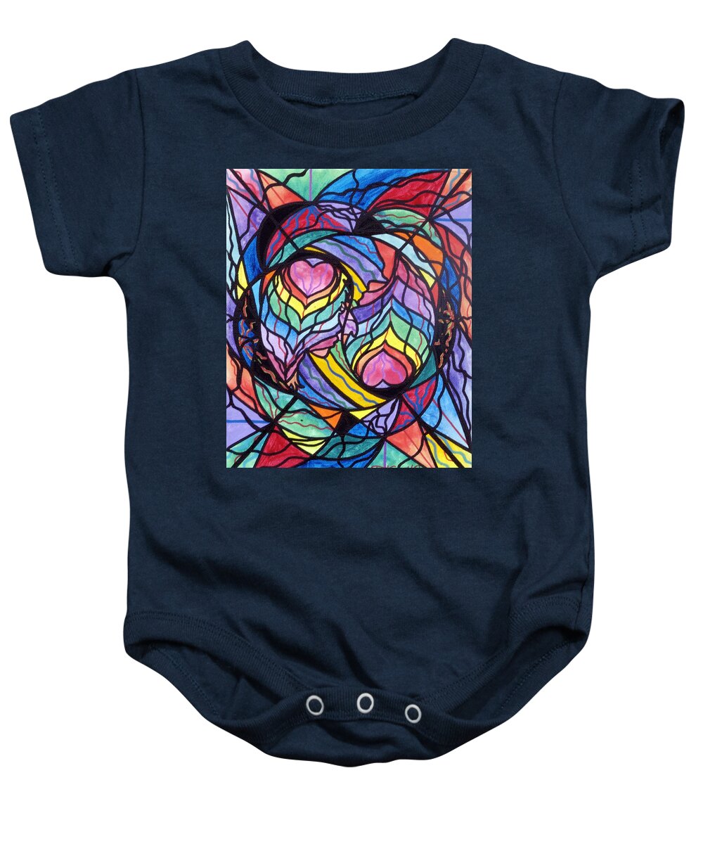 Authentic Relationship Baby Onesie featuring the painting Authentic Relationship by Teal Eye Print Store