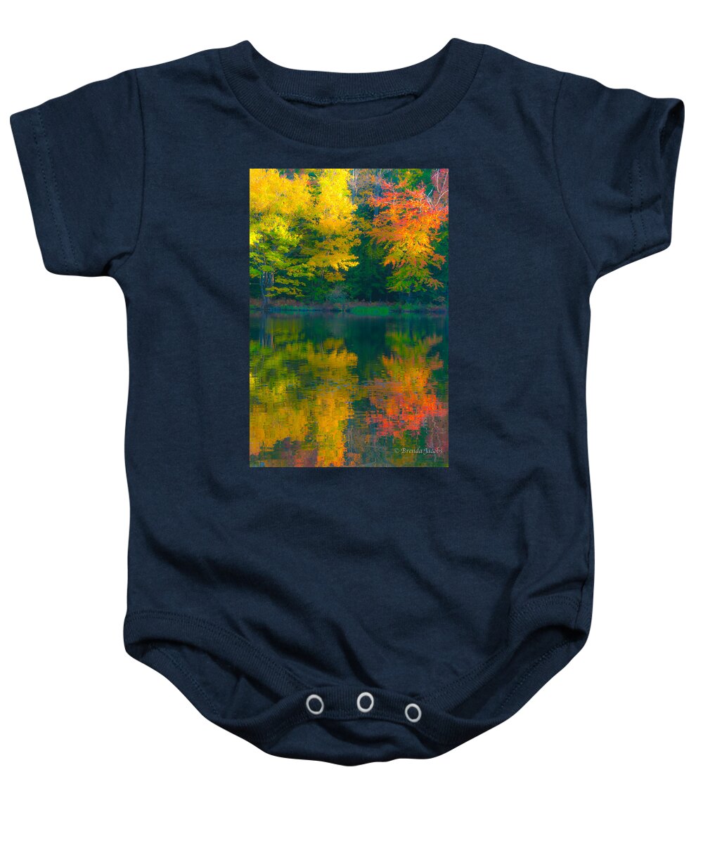 Brenda Baby Onesie featuring the photograph Autumn Reflections by Brenda Jacobs