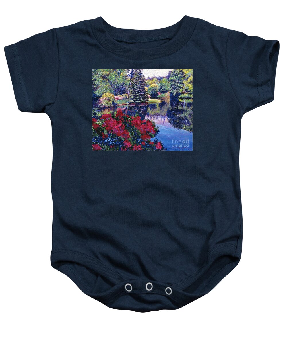 Landscape Baby Onesie featuring the painting Azaleas in Spring by David Lloyd Glover