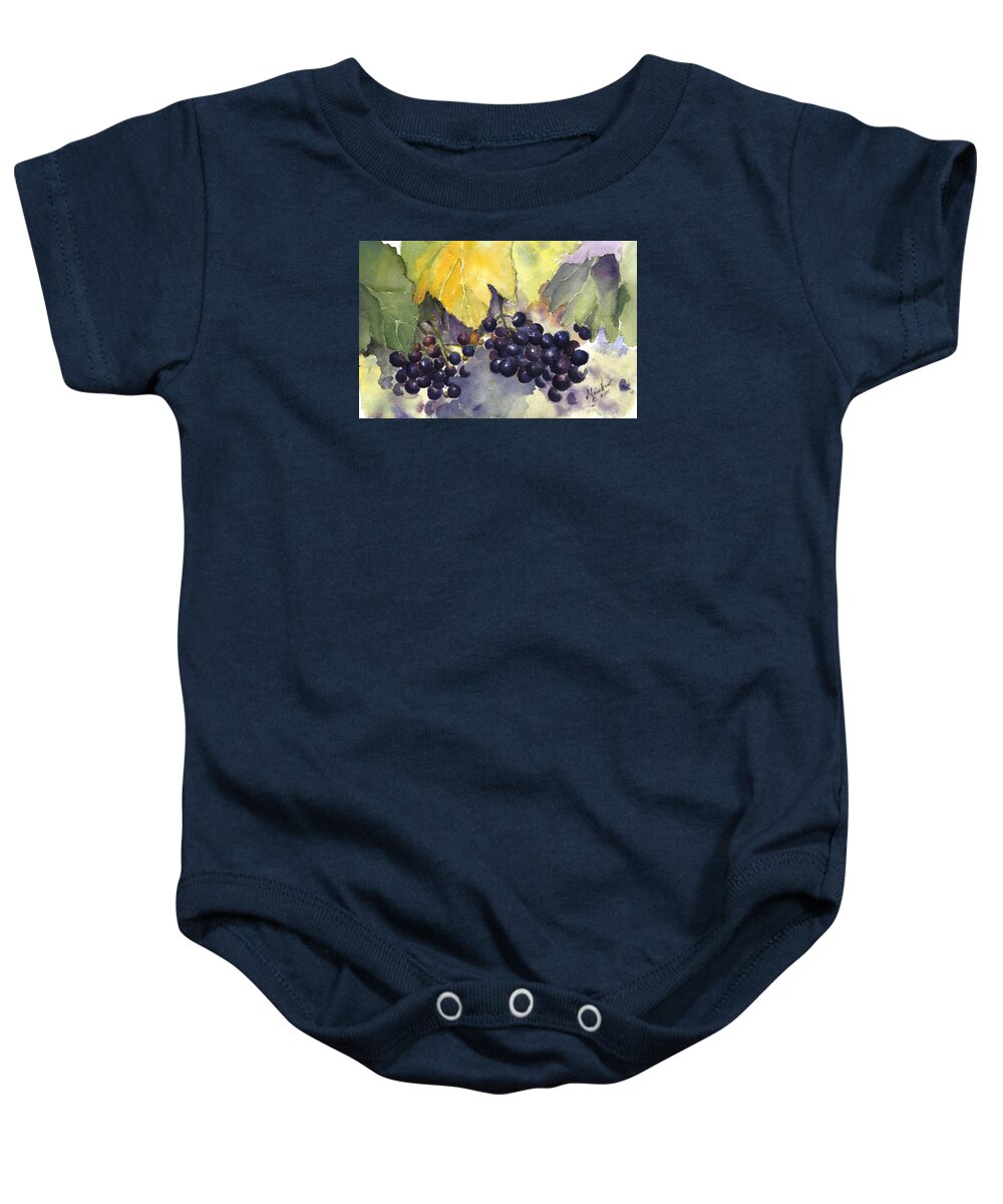 Vineyard Baby Onesie featuring the painting Before the Harvest by Maria Hunt
