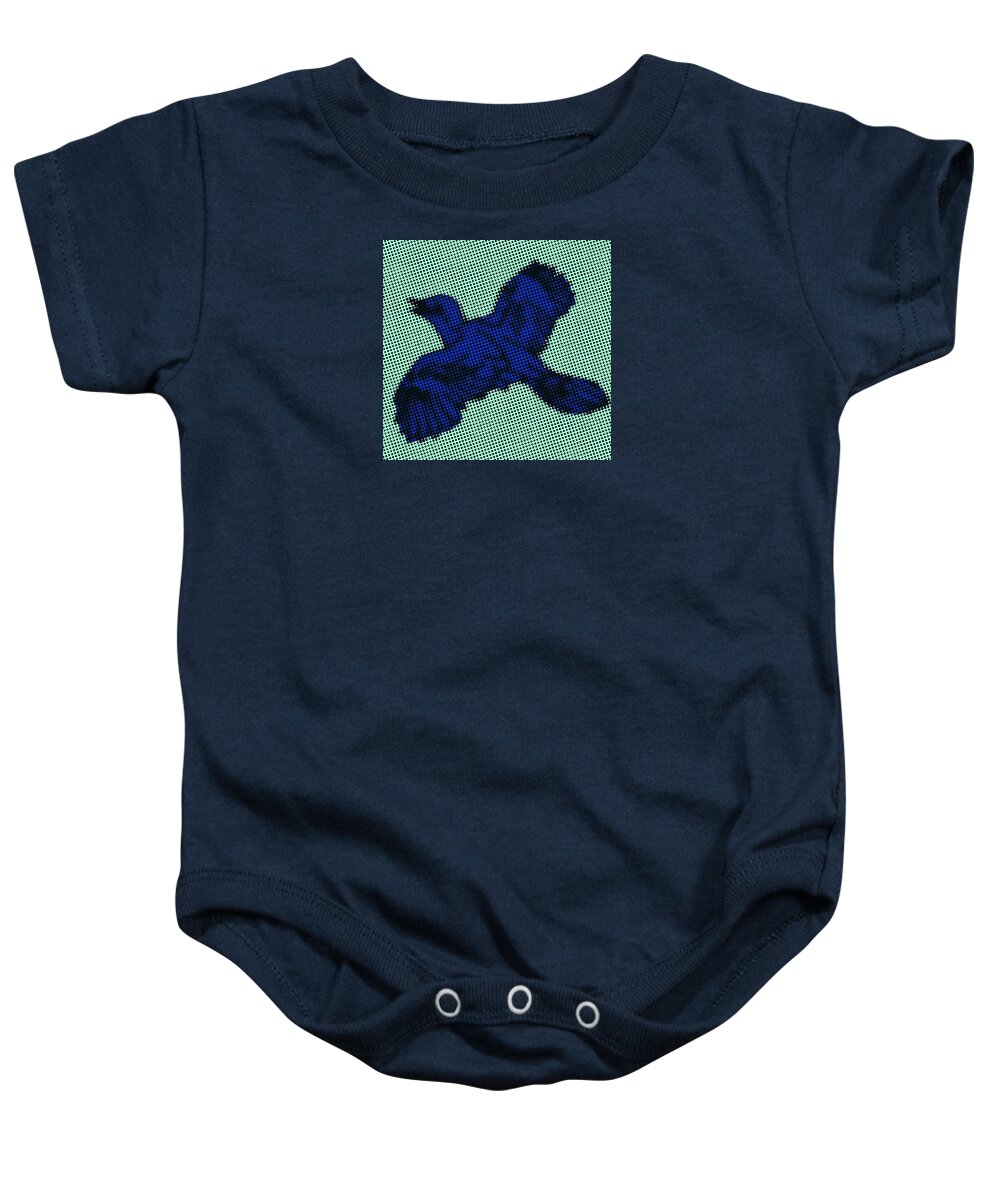  Baby Onesie featuring the painting Blue Halftone Bird by Steve Fields