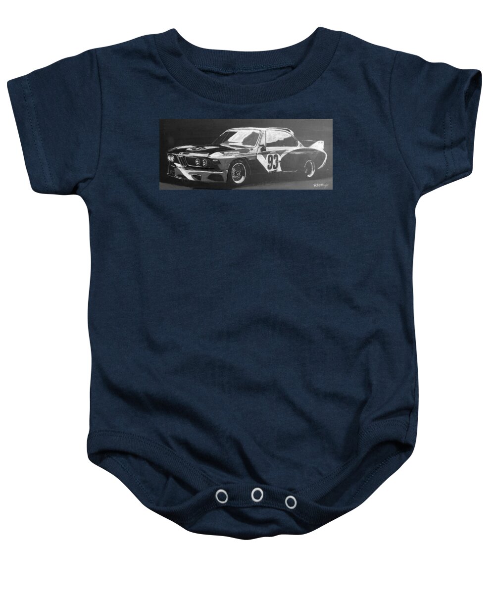 Bmw Baby Onesie featuring the painting BMW 3.0 CSL Alexander Calder Art Car by Richard Le Page