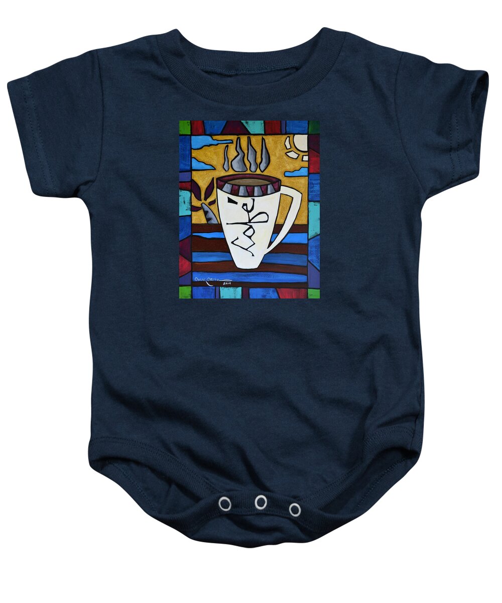 Coffee Baby Onesie featuring the painting Cafe Resto by Oscar Ortiz