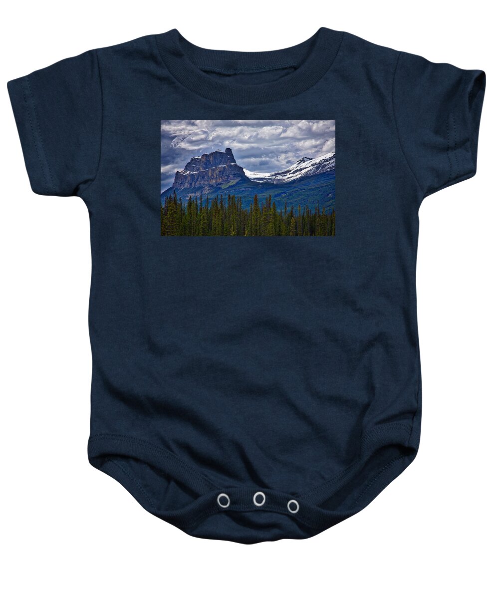 Banff Baby Onesie featuring the photograph Castle Mountain - Banff by Stuart Litoff