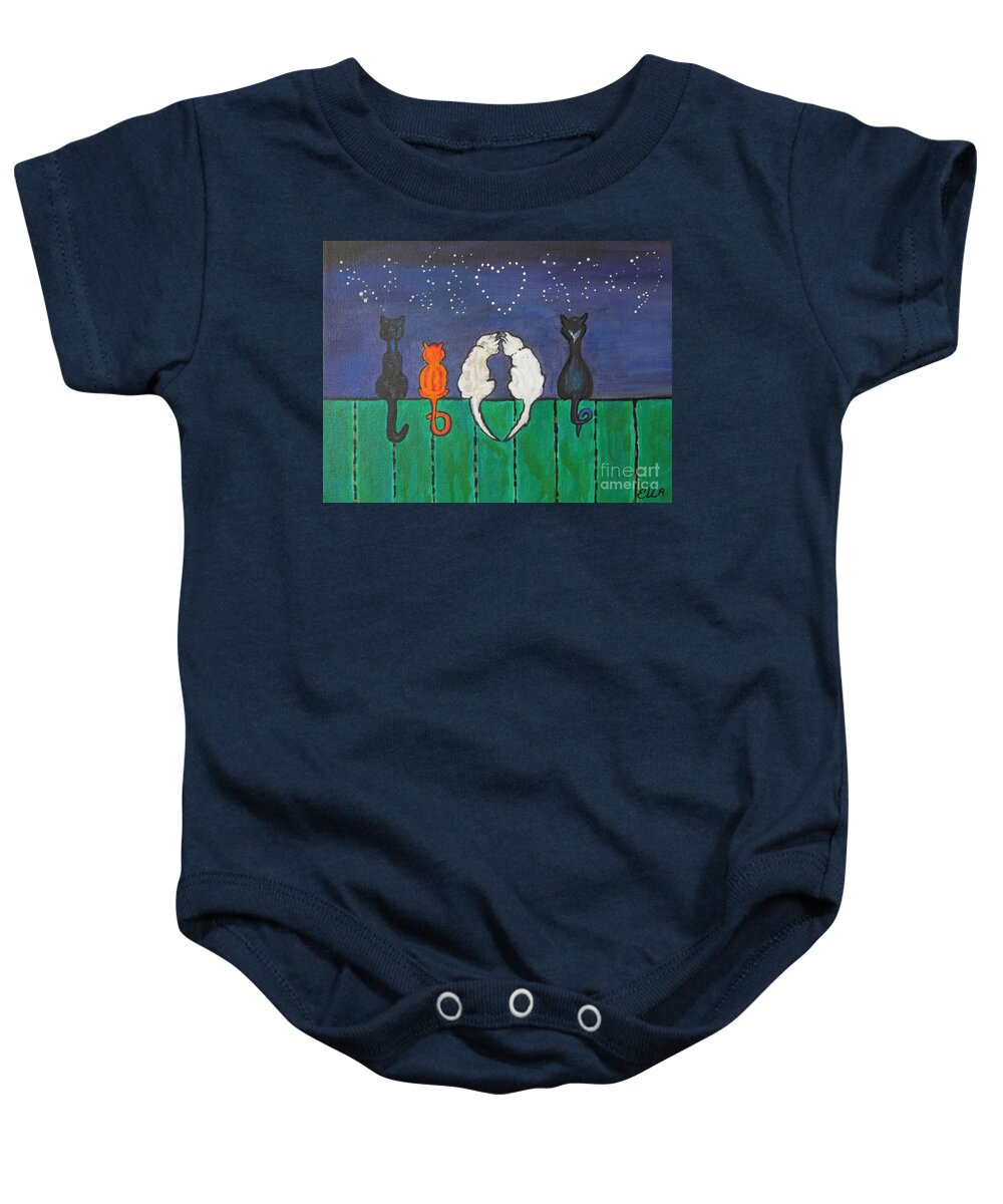Cats Baby Onesie featuring the painting Cat Tails by Ella Kaye Dickey