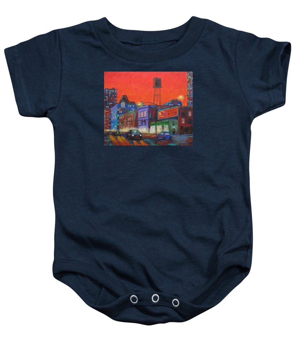 City Images Baby Onesie featuring the painting Chicago Avenue Looking West by J Loren Reedy