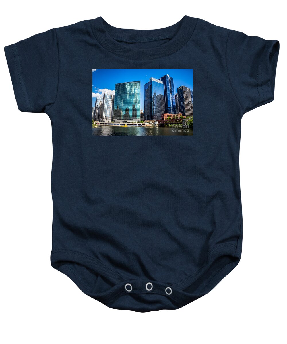 America Baby Onesie featuring the photograph Chicago Cityscape Downtown City Buildings by Paul Velgos