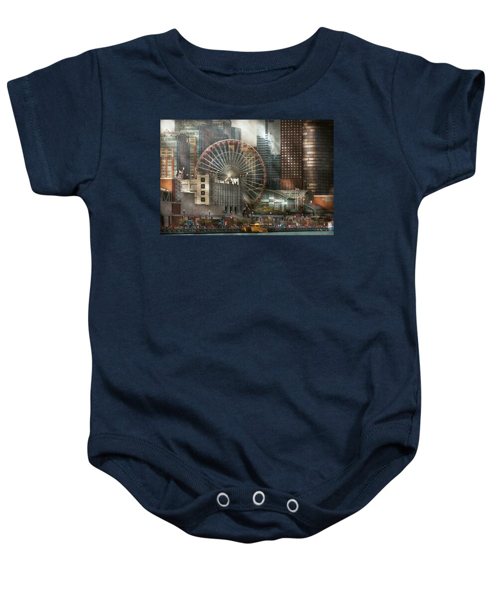 Chicago Baby Onesie featuring the photograph City - Chicago IL - Pier Pressure by Mike Savad