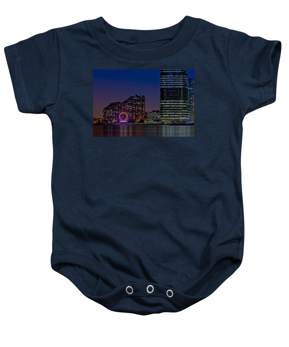 Colgate Clock Baby Onesie featuring the photograph Colgate Clock Exchange Place by Susan Candelario