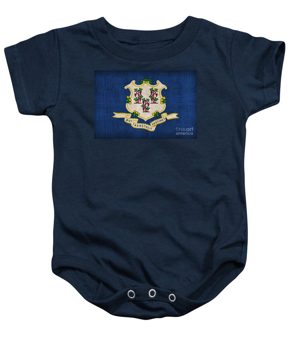 Connecticut Baby Onesie featuring the painting Connecticut state flag by Pixel Chimp