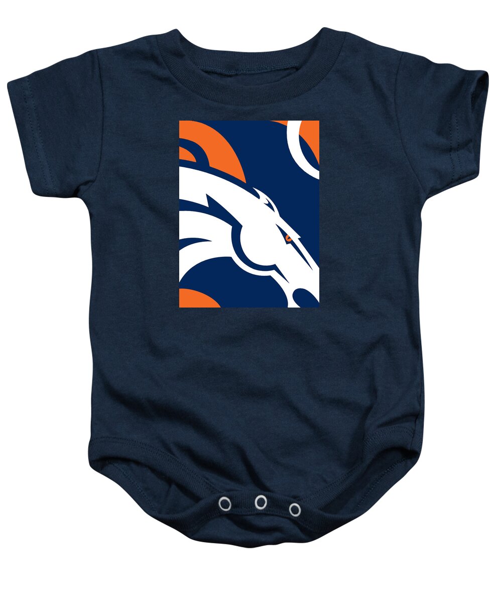 Denver Baby Onesie featuring the painting Denver Broncos Football by Tony Rubino