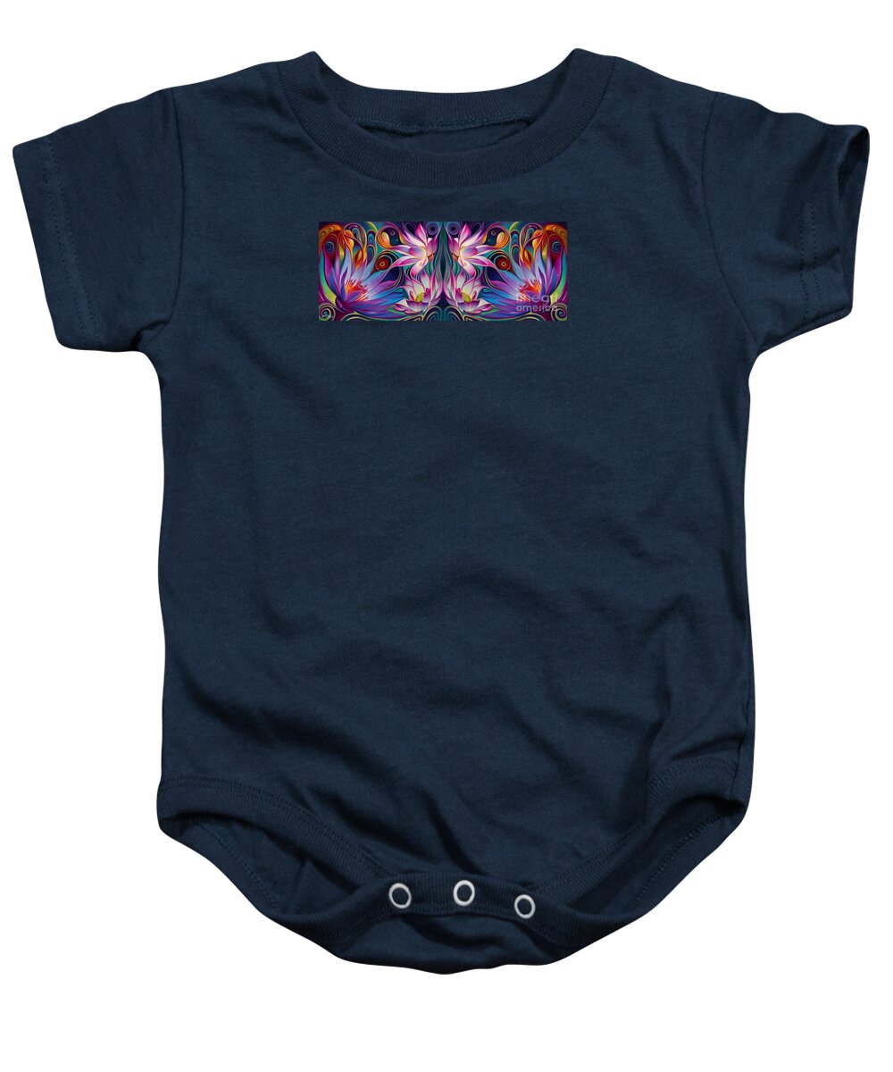 Lotus Baby Onesie featuring the painting Double Floral Fantasy 2 by Ricardo Chavez-Mendez