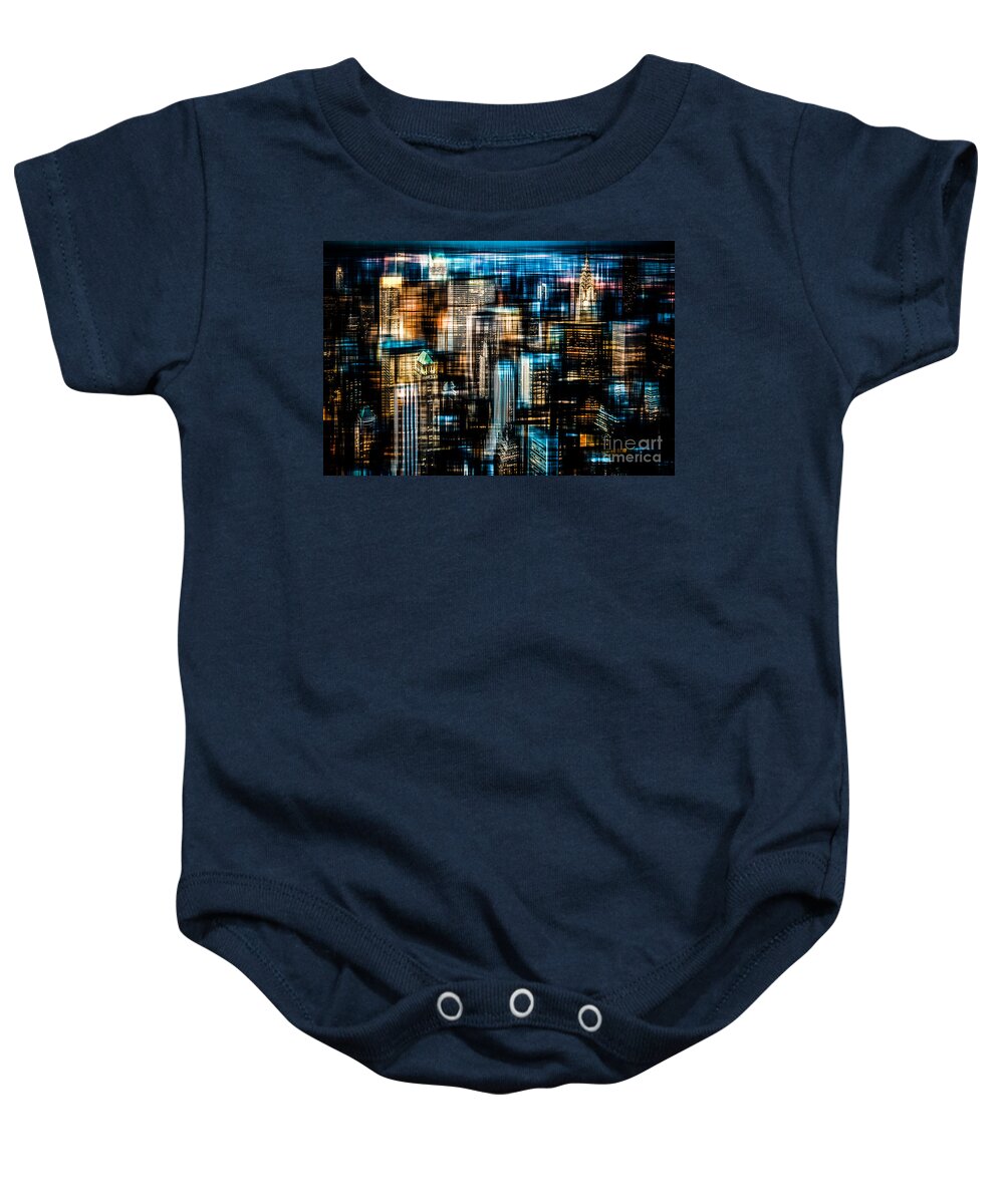 Nyc Baby Onesie featuring the photograph Downtown II - dark by Hannes Cmarits