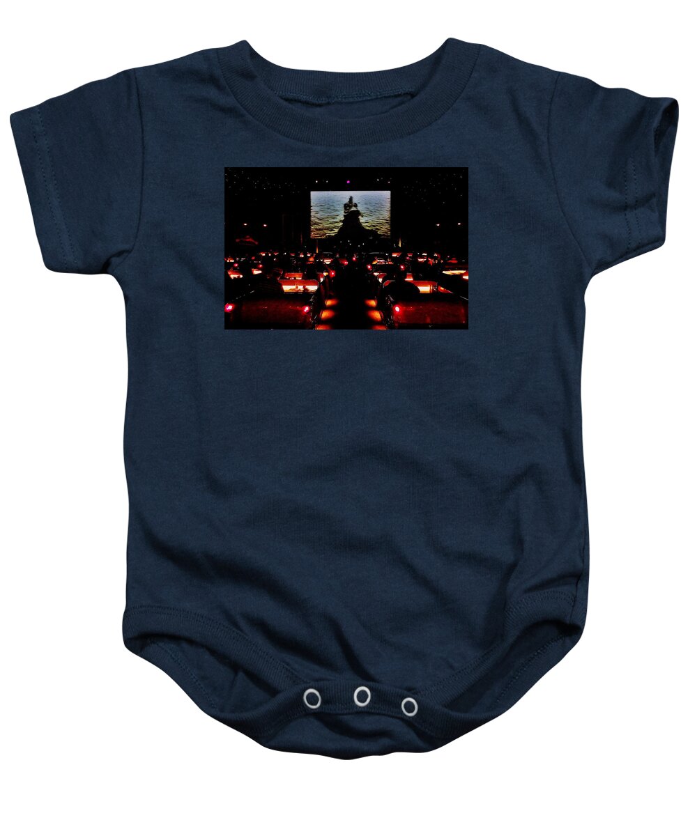 Drive-in Baby Onesie featuring the photograph Drive-In Monster Movie by Benjamin Yeager
