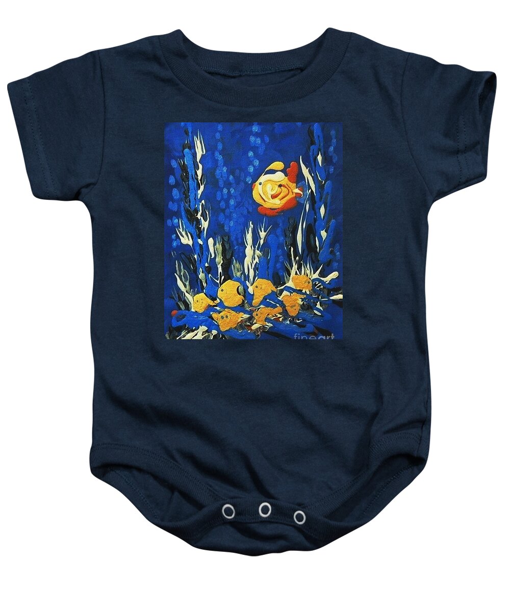 Fish Baby Onesie featuring the painting Drizzlefish by Holly Carmichael