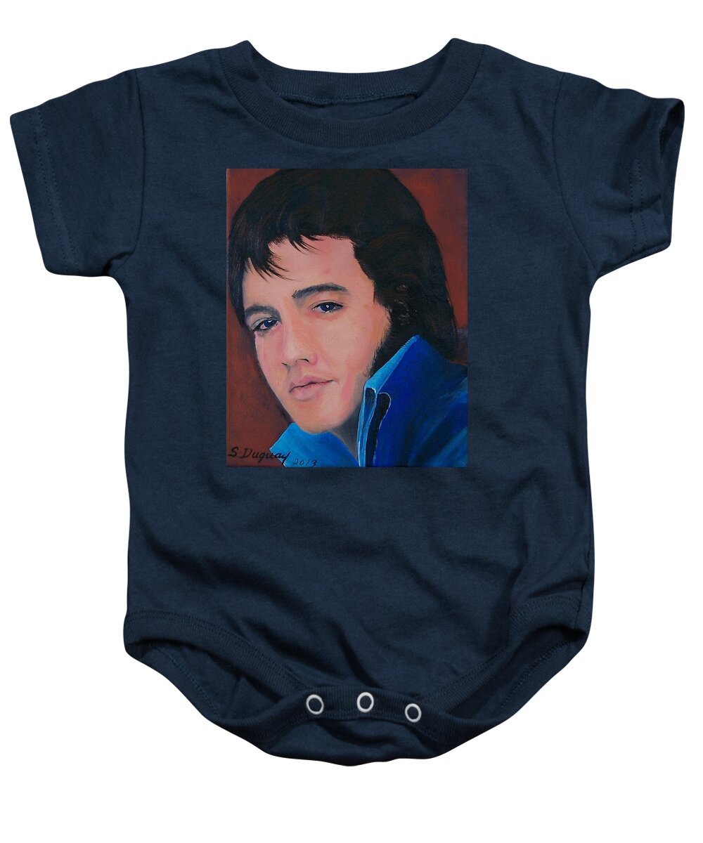  Elvis Fans Hollywood Baby Onesie featuring the painting Elvis by Sharon Duguay