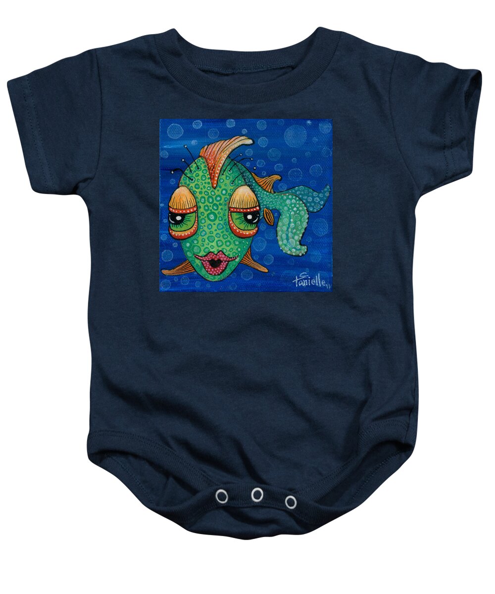 Fish Lips Baby Onesie featuring the painting Fish Lips by Tanielle Childers