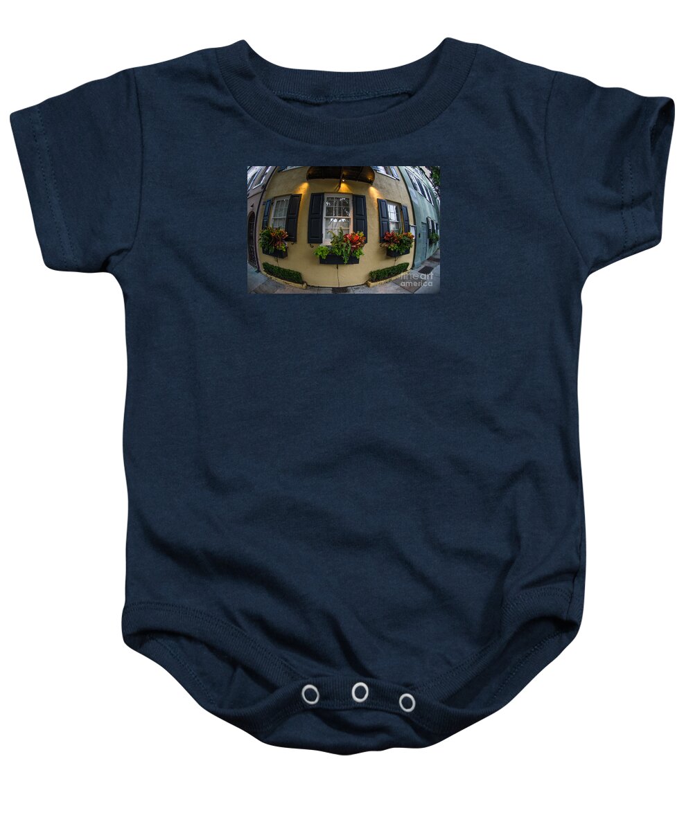 Rainbow Row Baby Onesie featuring the photograph Fisheye View by Dale Powell