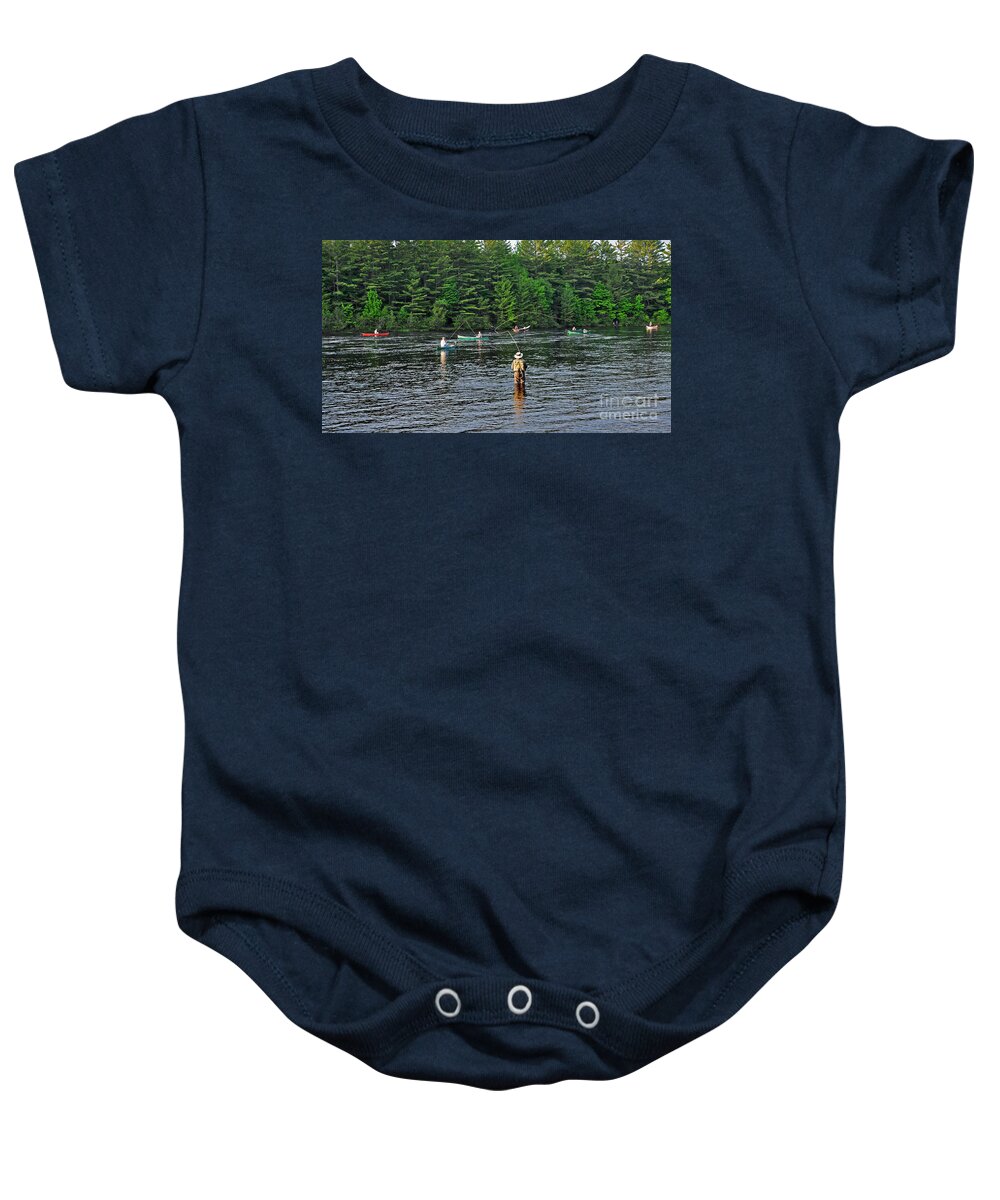 Fly Fishing Baby Onesie featuring the photograph Fly Fishing West Penobscot River Maine by Glenn Gordon
