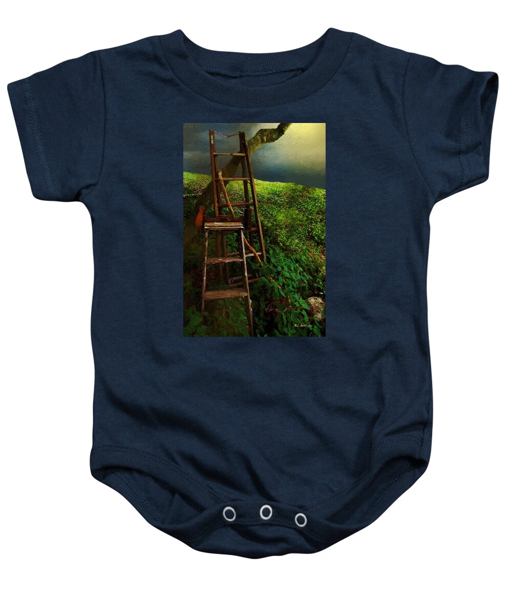Landscape Baby Onesie featuring the painting Forgotten in the Field by RC DeWinter