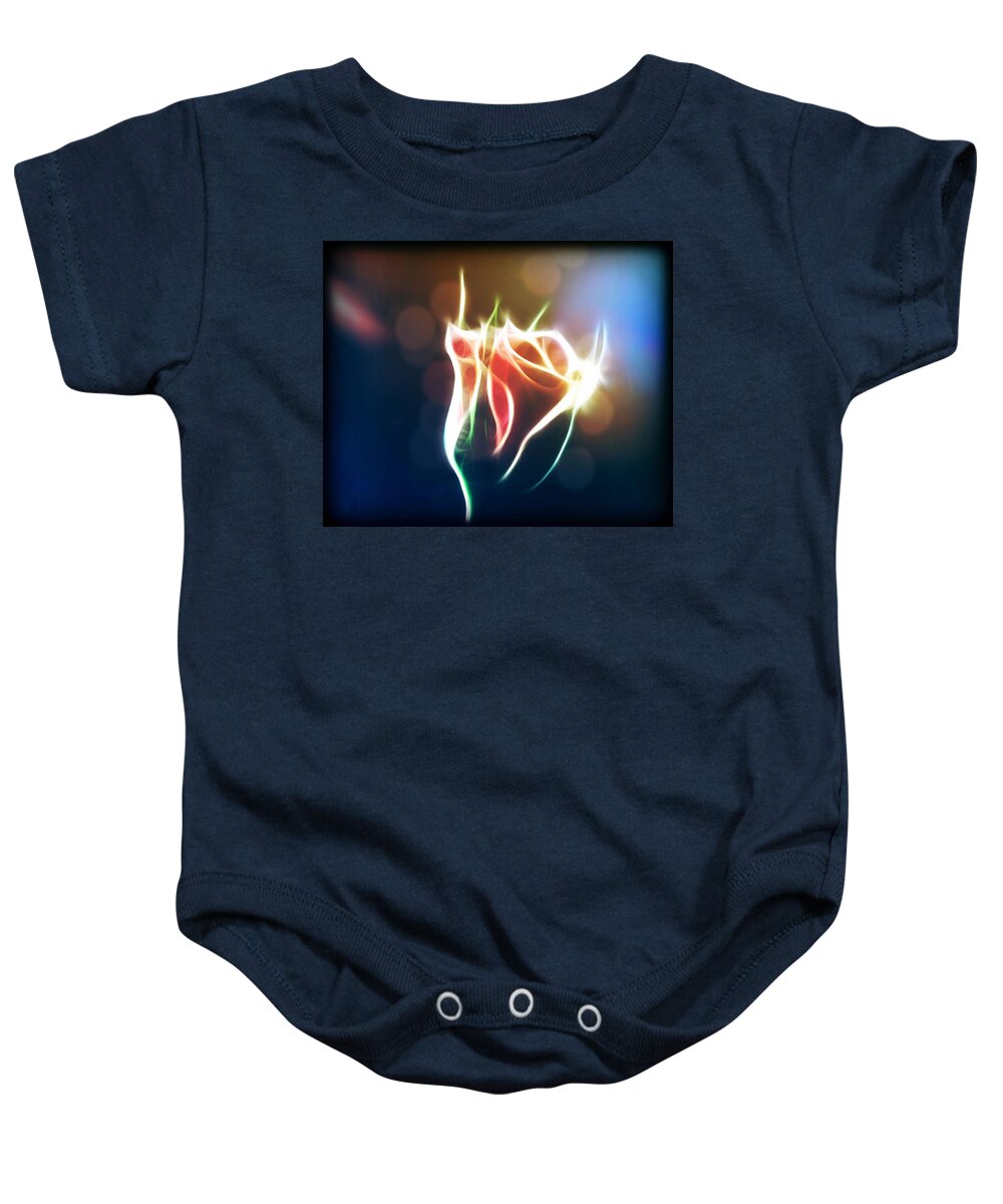 Rose Baby Onesie featuring the digital art Glowing Rose by Lilia S