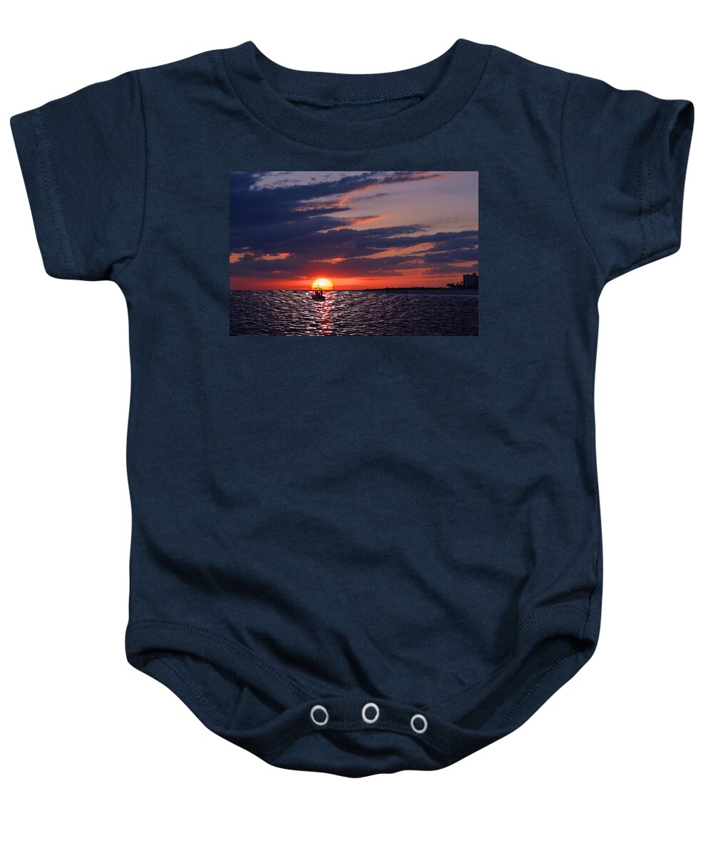 Sunset Baby Onesie featuring the photograph Gulf Coast Sunset by Laura Fasulo