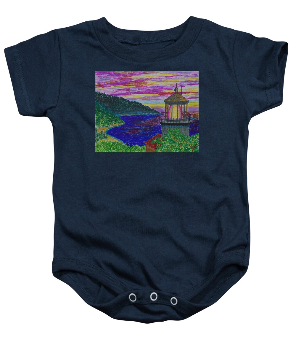 Color Baby Onesie featuring the photograph Heceta Head Colorful Sunset by Mick Anderson
