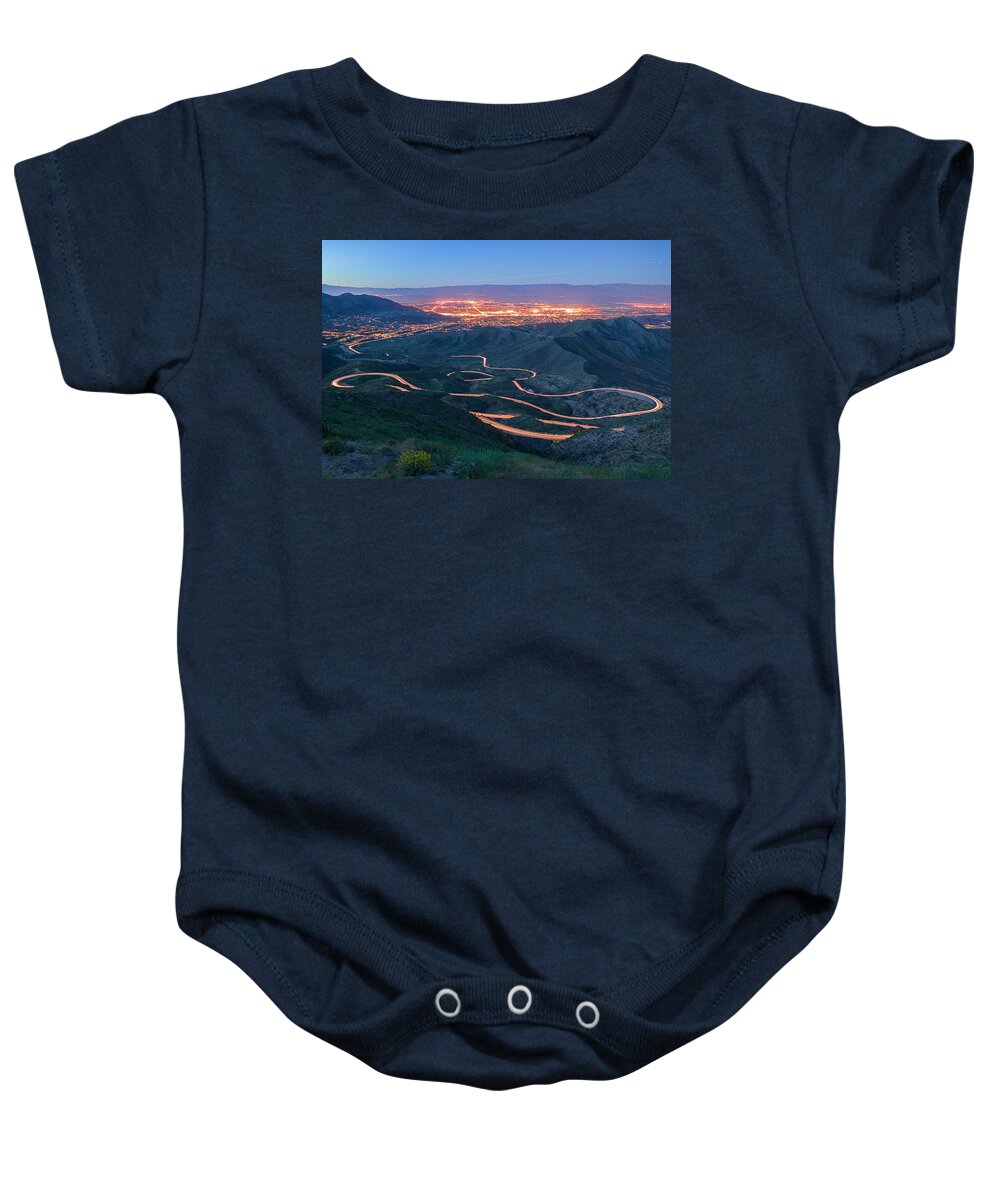 Coachella Baby Onesie featuring the photograph Highway 74 Palm Desert CA Vista Point Light Painting by Scott Campbell