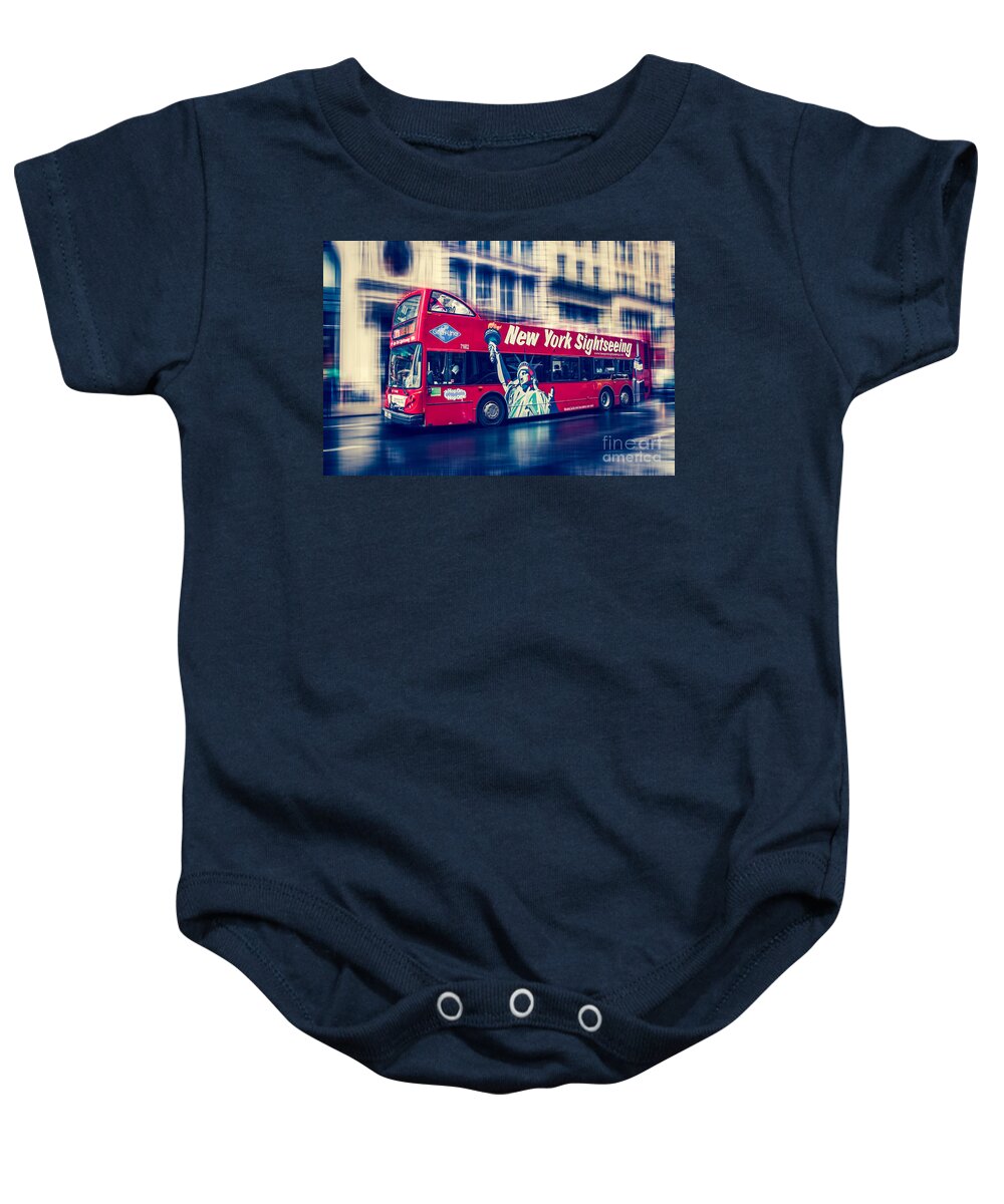 Nyc Baby Onesie featuring the photograph hop on hop off through NYC by Hannes Cmarits