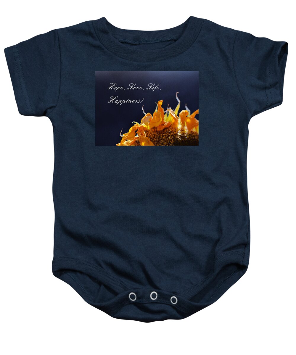 Sunflower Baby Onesie featuring the photograph Hope Love Life Happiness by Xueling Zou