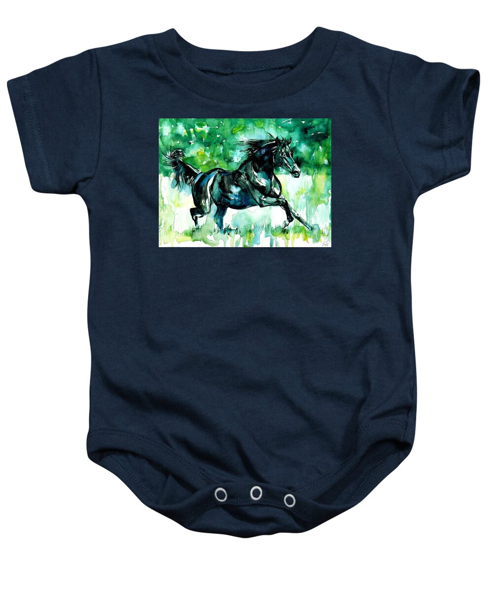 Horse Baby Onesie featuring the painting Horse Painting.42 by Fabrizio Cassetta