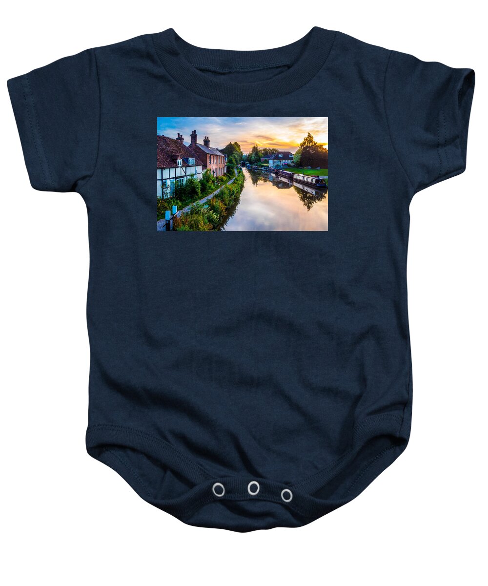 Aonb Baby Onesie featuring the photograph Hungerford Canal Sunset by Mark Llewellyn