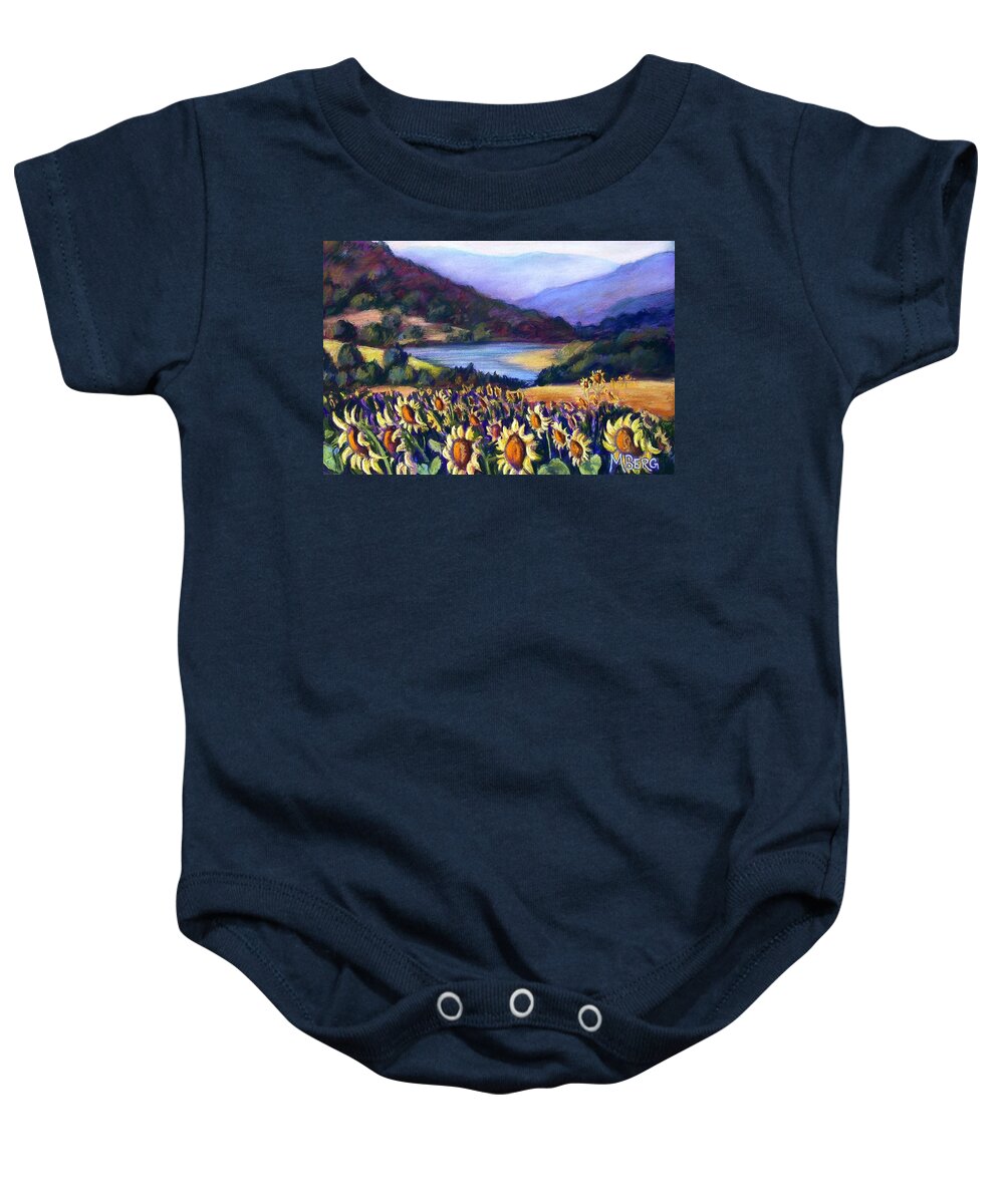 Pastel Baby Onesie featuring the painting Italian Sunflowers by Marian Berg