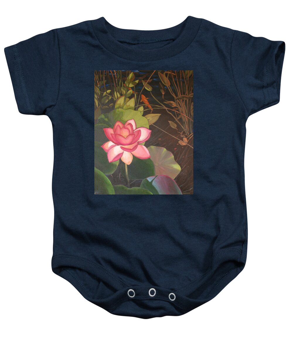 Lotus Flower Baby Onesie featuring the painting Kenton's Lily by Don Morgan