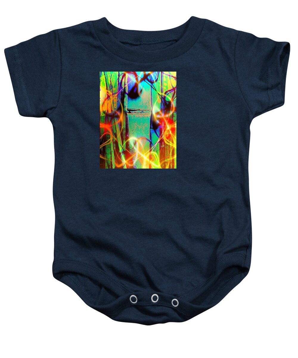Bamboo Abstract Baby Onesie featuring the digital art Knuckle And Smoke by Pamela Smale Williams