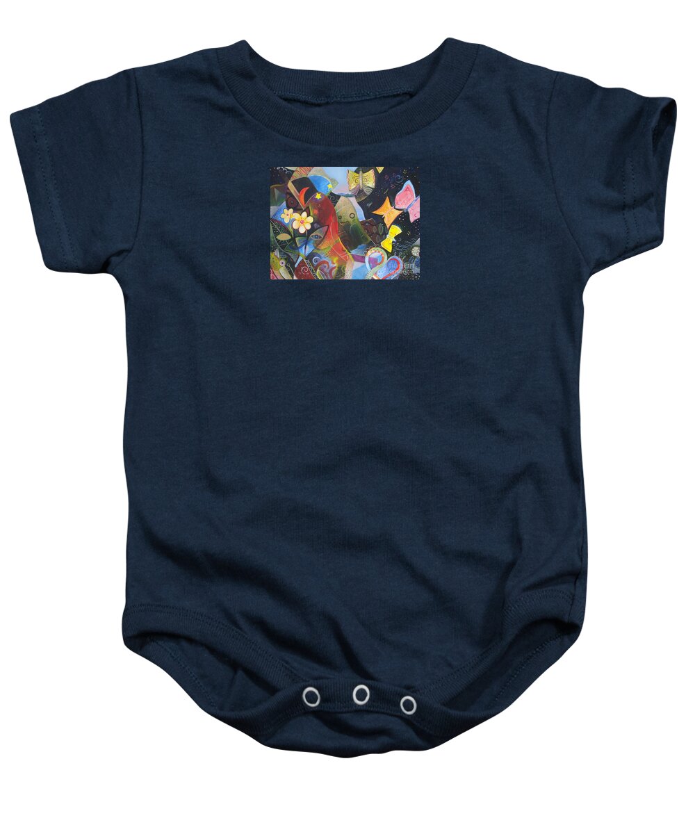 Learning To See By Helena Tiainen Baby Onesie featuring the painting Learning to See by Helena Tiainen