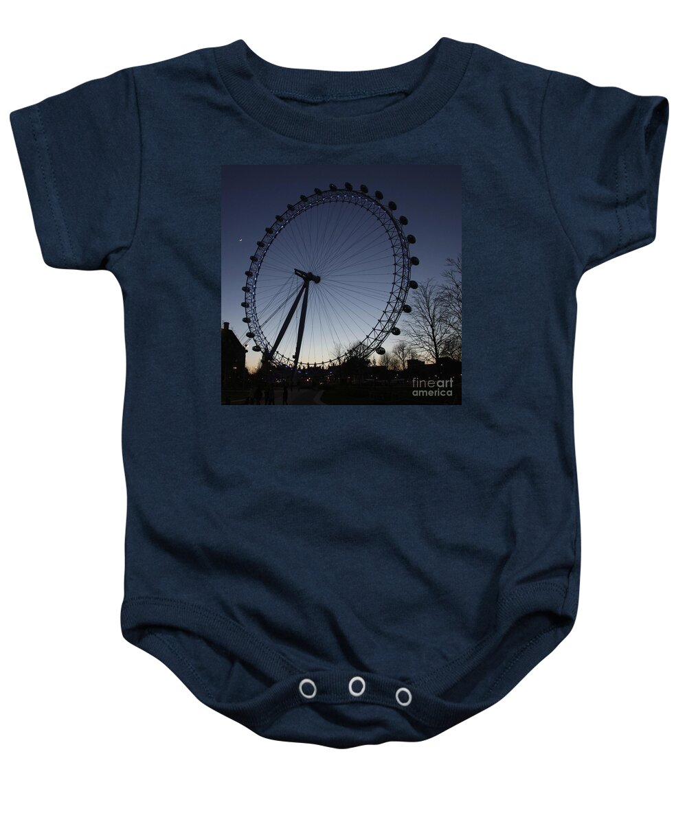 London Baby Onesie featuring the photograph London Eye and New Moon by Jeremy Hayden