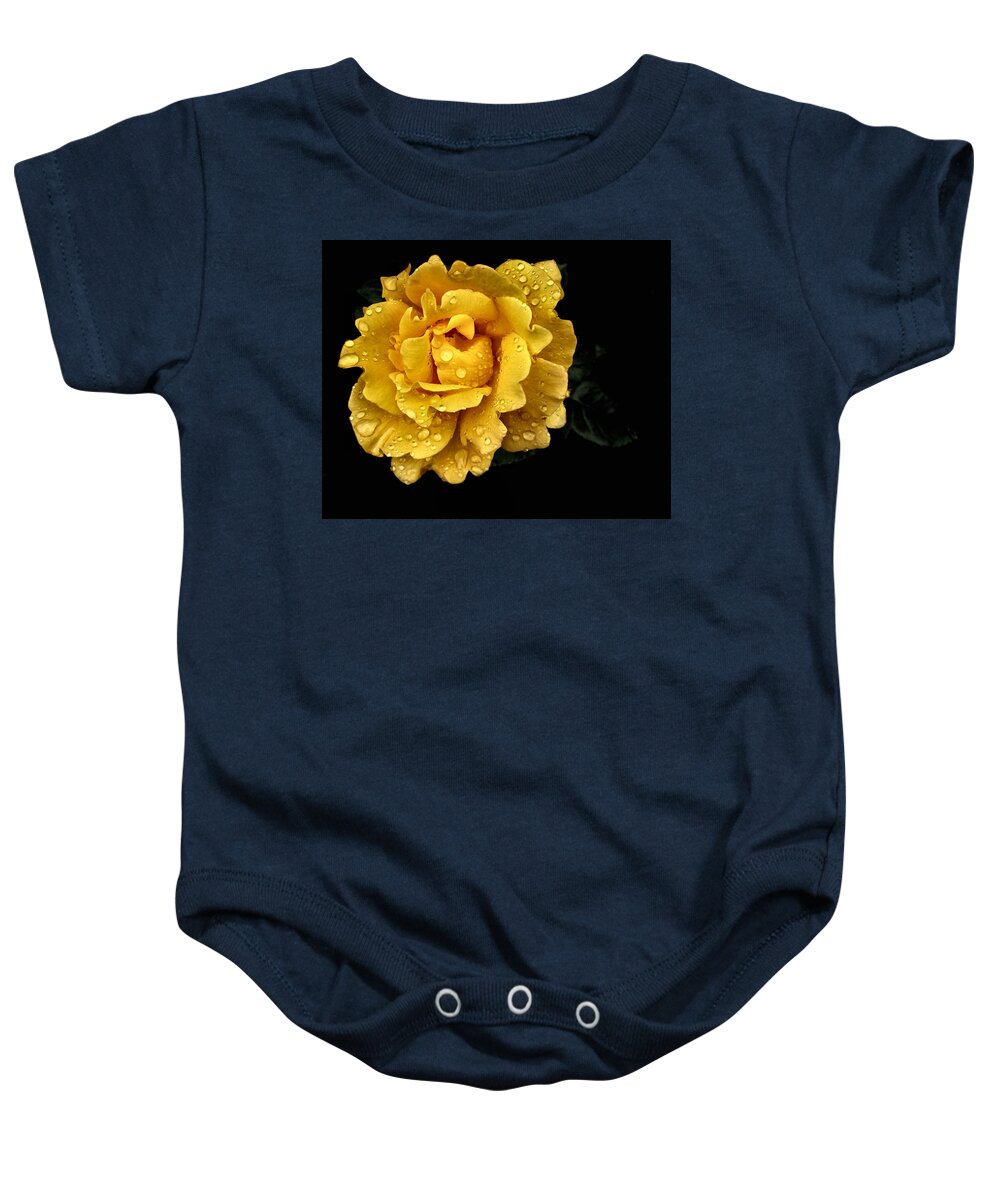 Yellow Rose Digital Art Baby Onesie featuring the photograph Lone Yellow Rose by Stephanie Hollingsworth