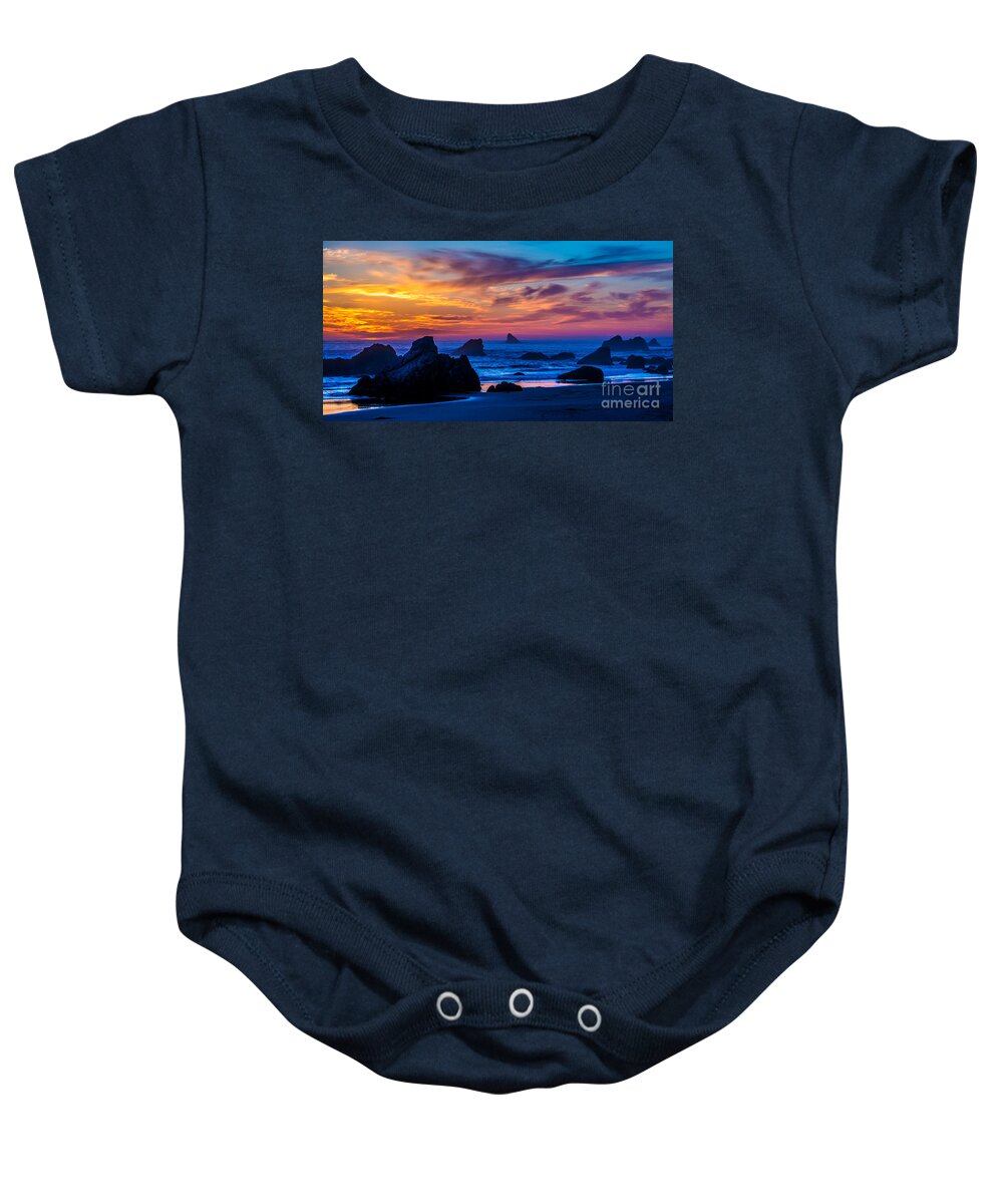 Ocean Sunset Baby Onesie featuring the photograph Magical Sunset - Harris Beach - Oregon by Gary Whitton