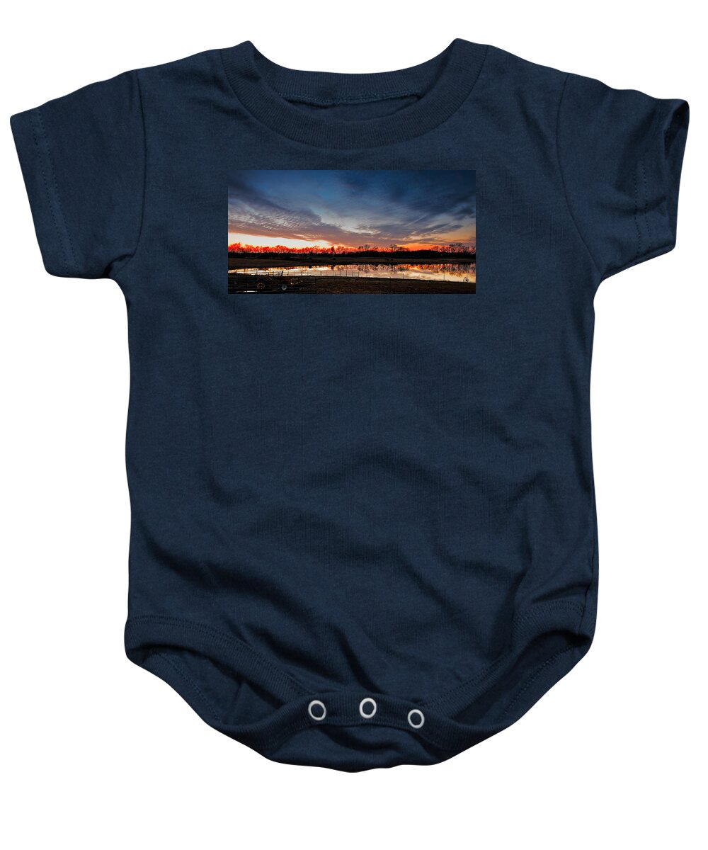 Adams Tn Baby Onesie featuring the photograph Mirrored Sunset by Brett Engle