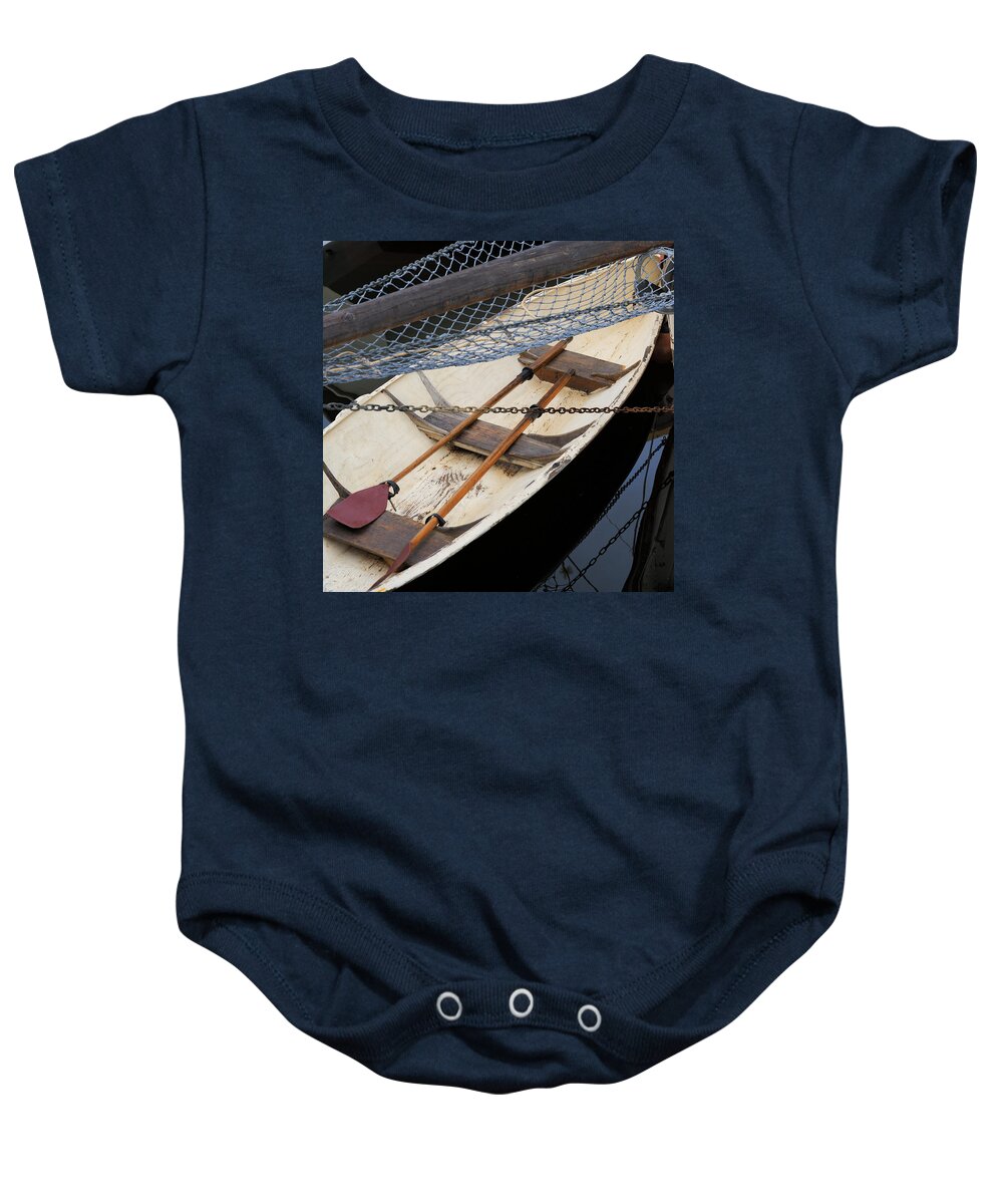 Wooden Boat Baby Onesie featuring the photograph Oars by Anthony Davey