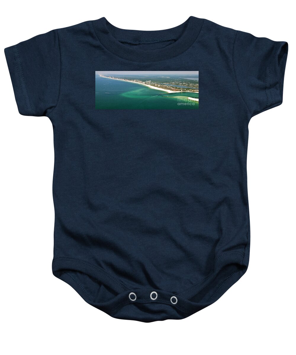 Aerial Baby Onesie featuring the photograph Looking N W Across Perdio Pass to Gulf Shores by Gulf Coast Aerials -