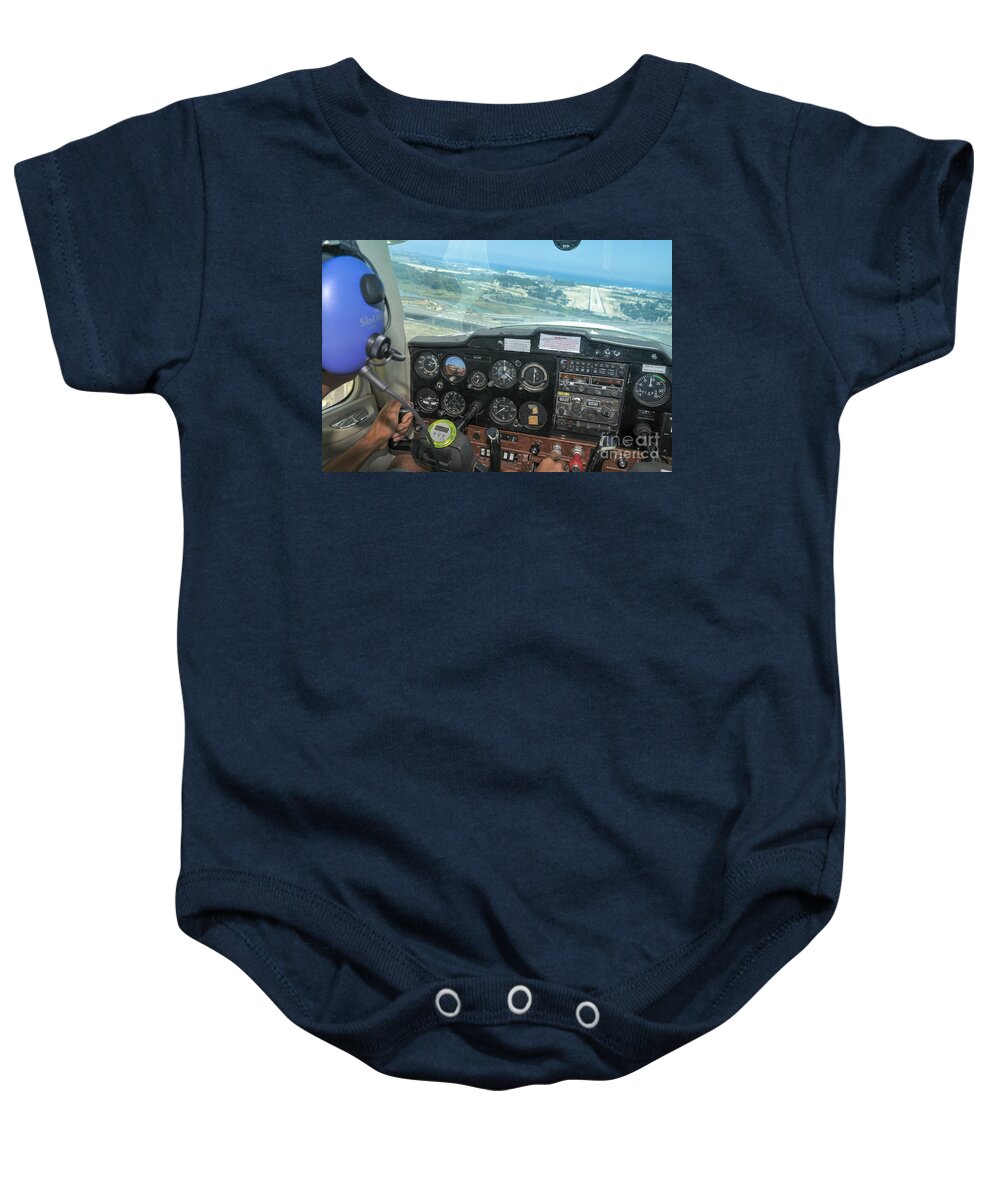 Pilot Baby Onesie featuring the photograph Pilot in Cessna cockpit by Shay Levy