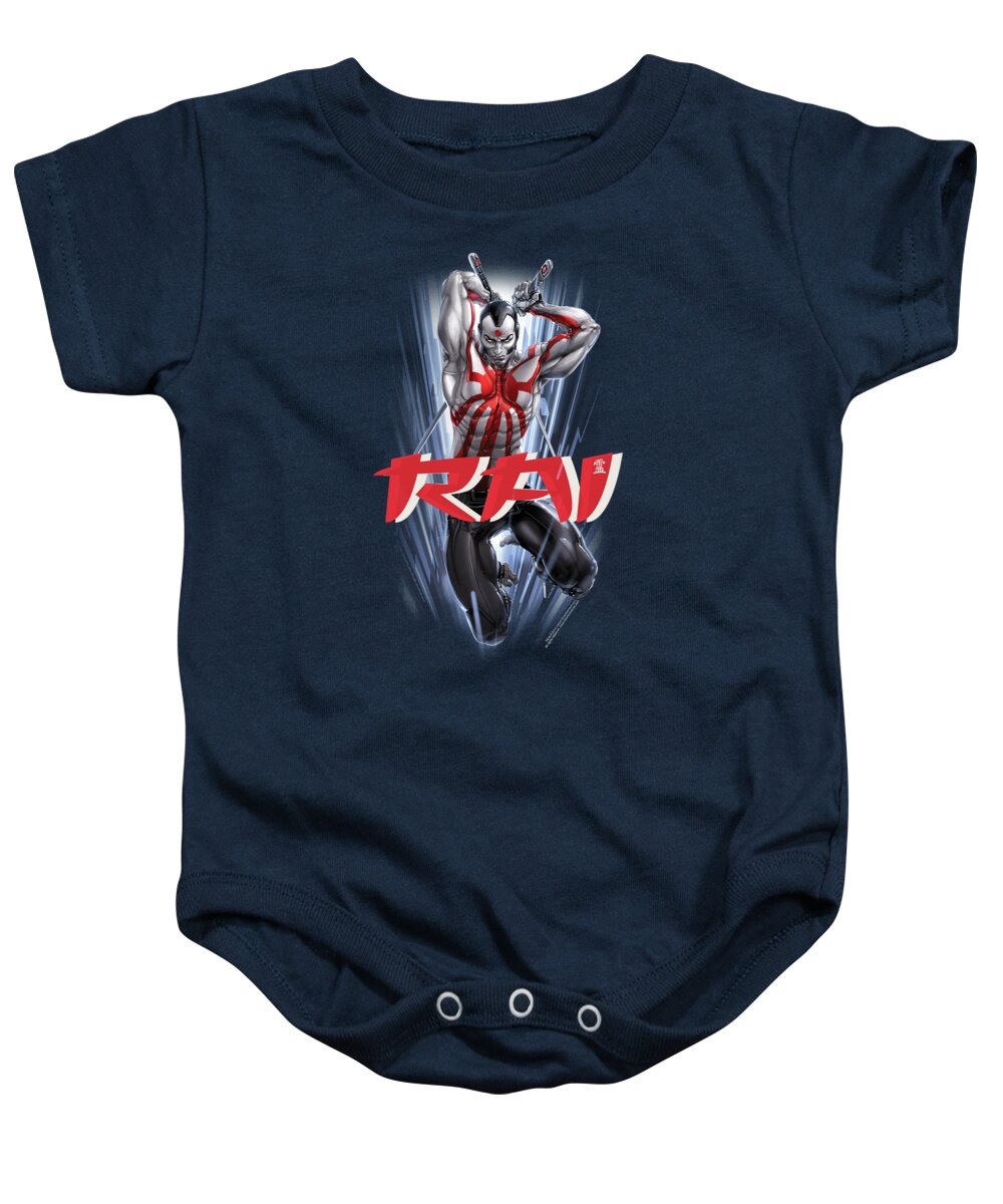  Baby Onesie featuring the digital art Rai - Leap And Slice by Brand A