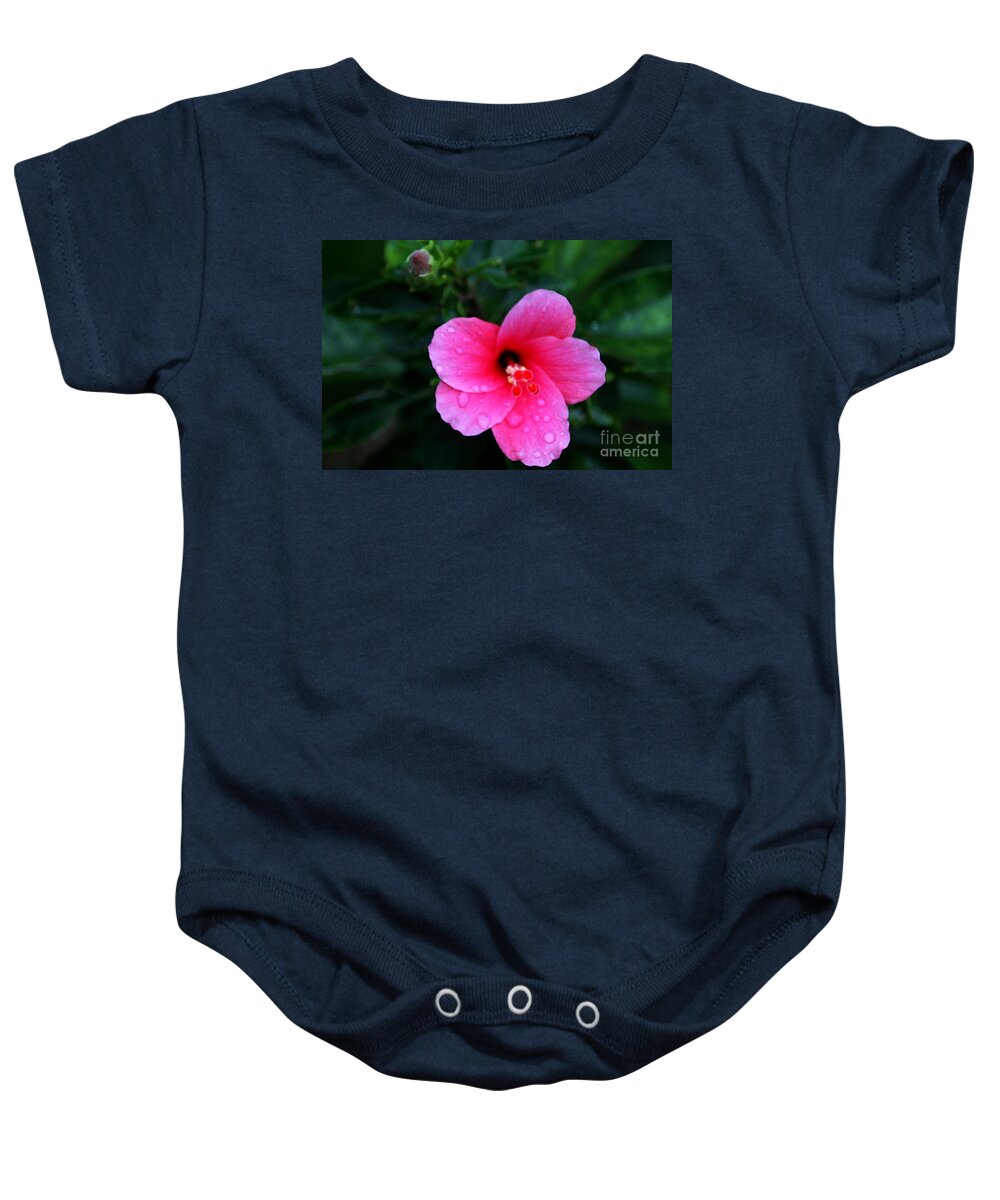 Pink Flower Baby Onesie featuring the photograph Raindrops by Elizabeth Winter