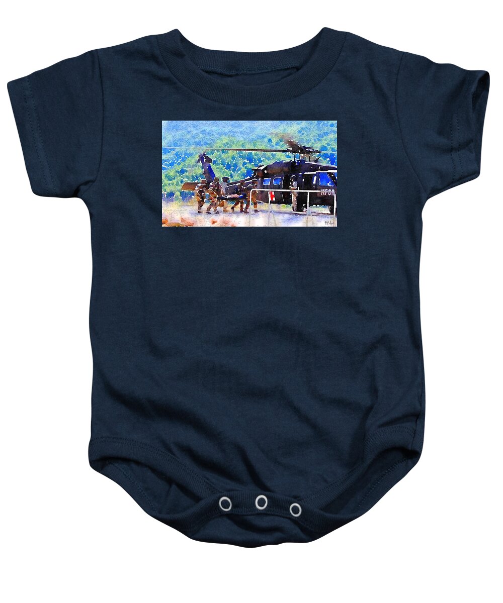 Medical Evacuation Baby Onesie featuring the painting Salvation by HELGE Art Gallery