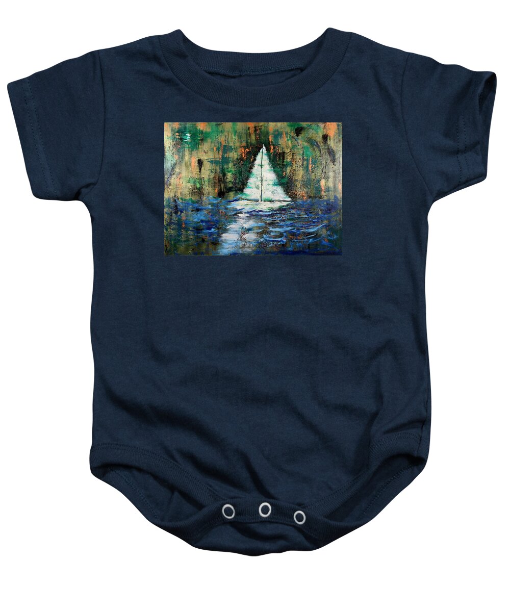 Ship Baby Onesie featuring the painting Shipwrecked by Nan Bilden