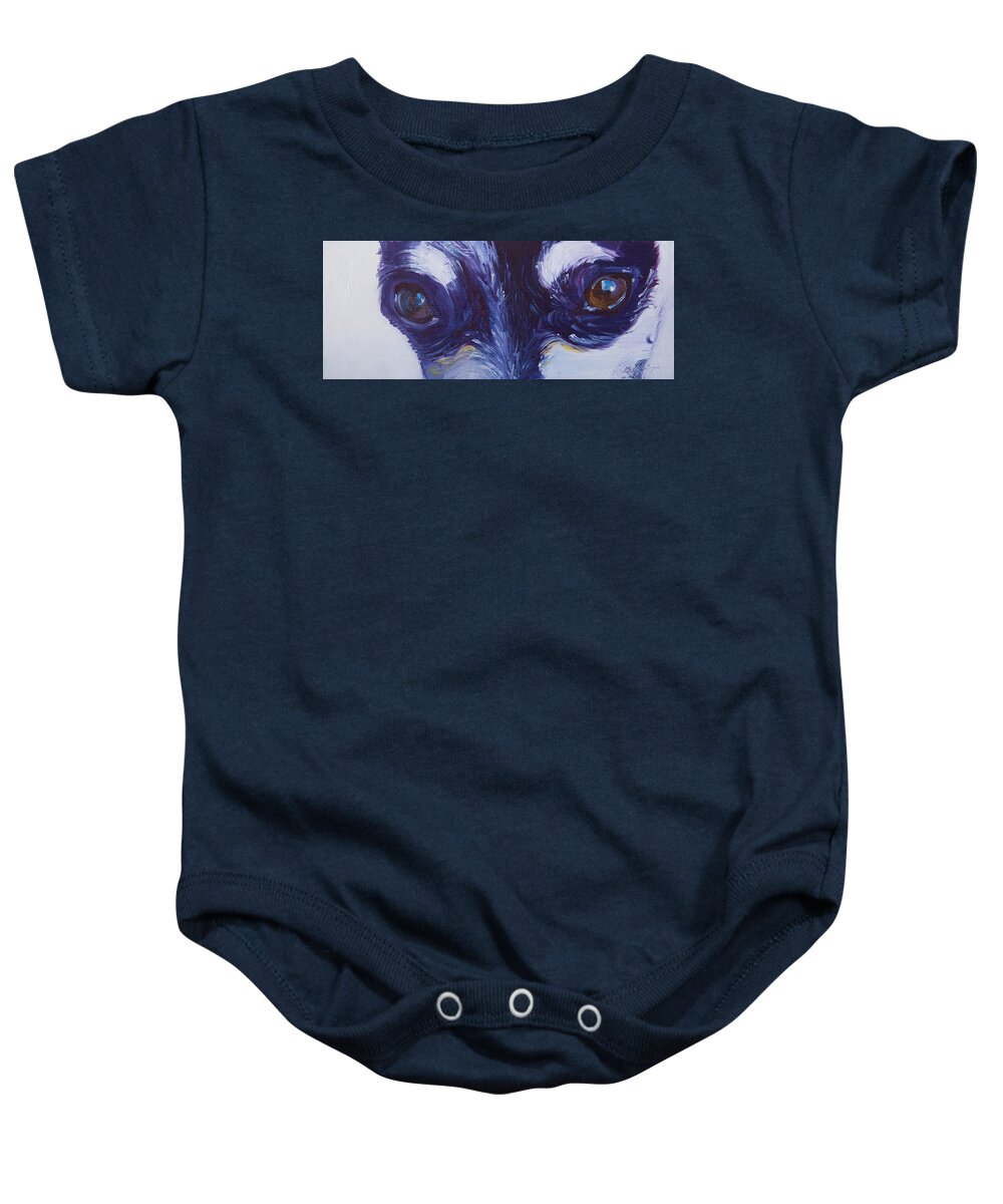 Small Baby Onesie featuring the painting Soul of the Dog #4 by Sheila Wedegis