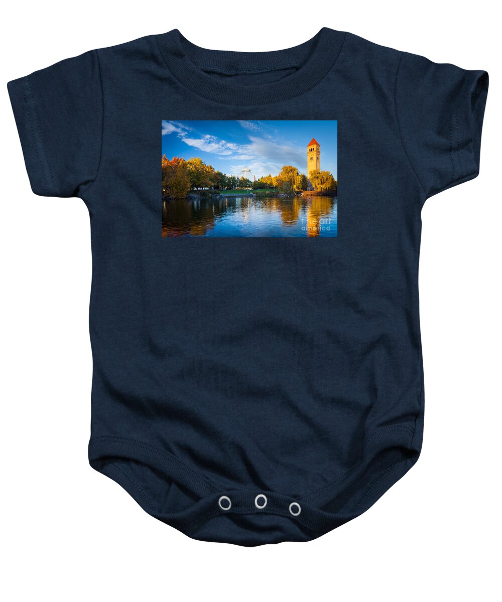 America Baby Onesie featuring the photograph Spokane Reflections by Inge Johnsson