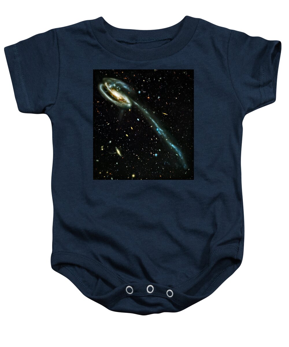 Universe Baby Onesie featuring the photograph Tadpole Galaxy by Jennifer Rondinelli Reilly - Fine Art Photography
